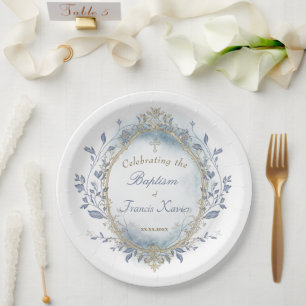 Baptism baby boy  paper plates