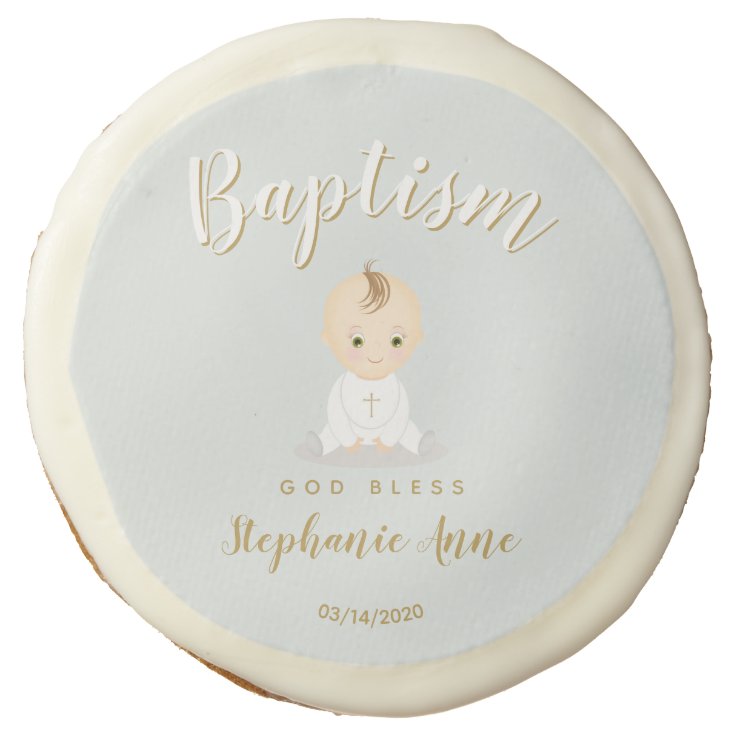 Baptism Baby Boy Sugar Cookie Zazzle