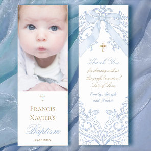 Baptism baby boy thank you  bookmarks