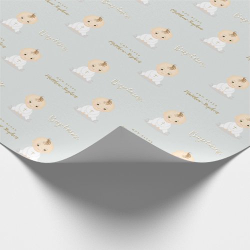 Baptism Baby Boy Wrapping Paper