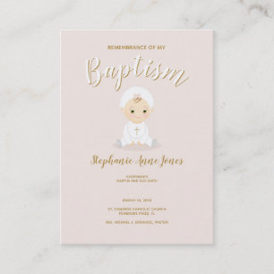 Baptism Baby Girl with Bonnet Business Card