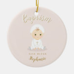 Baptism Baby Girl With Bonnet Ceramic Ornament at Zazzle