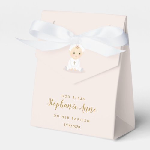 Baptism Baby Girl with Bonnet Favor Boxes