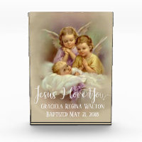 Baptism Baby Infant  Praying Angels Script Overlay