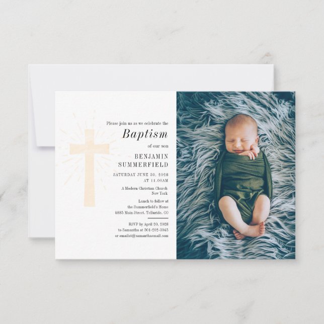 Baptism Baby Photo Christian Religious Event Invitation (Front)