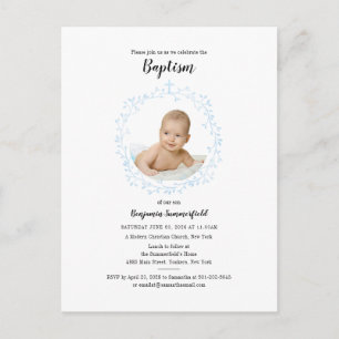 Baptism Baby Photo Christian Religious Event Invitation Postcard