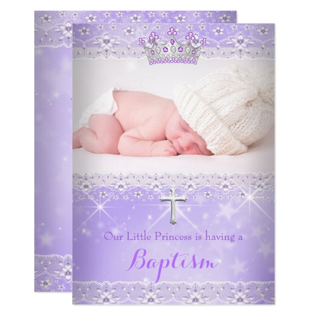 Baptism Baby Photo Of Girl Lilac Purple Tiara Card