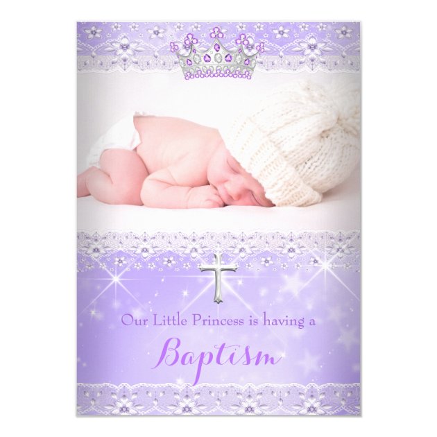 Baptism Baby Photo Of Girl Lilac Purple Tiara Card