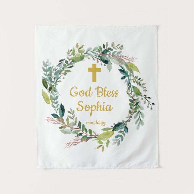 Baptism Backdrop Decorations Girl Boy God Bless (Front)