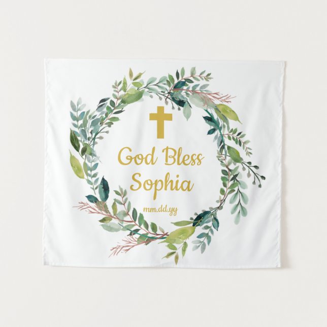 Baptism Backdrop Decorations Girl Boy God Bless (Front (Horizontal))