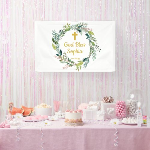 Baptism Backdrop Decorations Girl Boy God Bless Banner