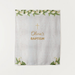 Baptism Backdrop Marble Gold Cross Calla Lilies