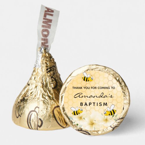 Baptism bee honeycomb thank you hersheys kisses