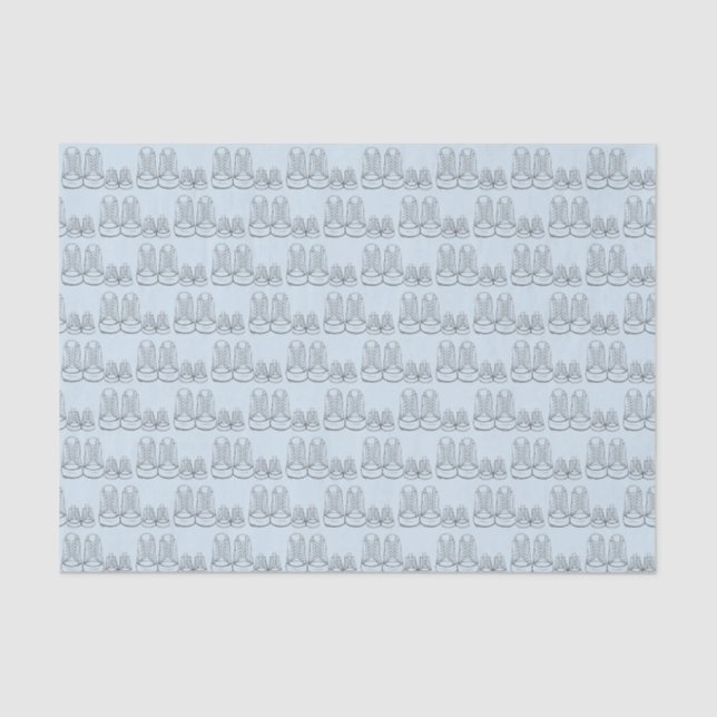 Baptism Birth New Arrival Baby Shoes Shower Blue Tissue Paper (Front)