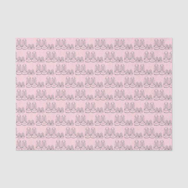 Baptism Birth New Arrival Baby Shoes Shower Pink Tissue Paper (Front)
