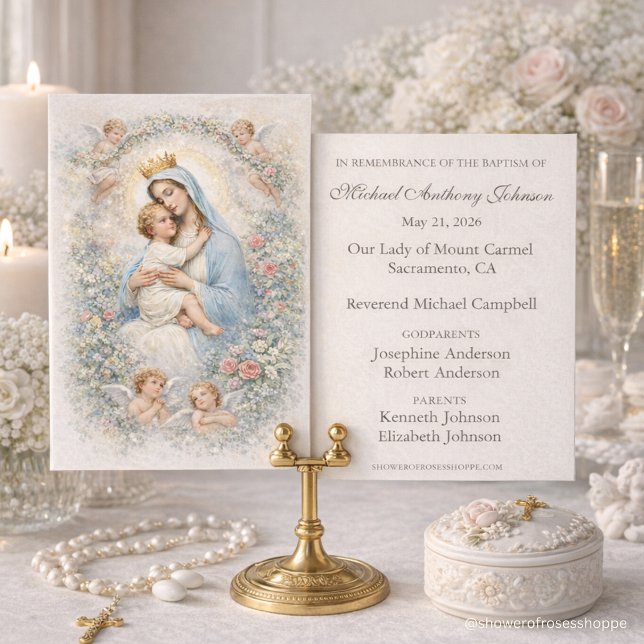 Baptism Blessed Mother & Child Remembrance  Business Card (Creator Uploaded)