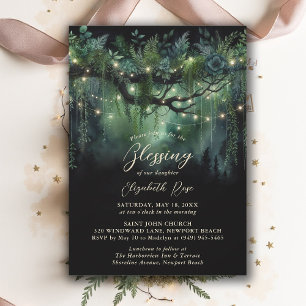 Baptism Blessing Enchanted Garden Fairytale Floral Invitation