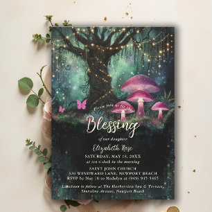 Baptism Blessing Enchanted Garden Forest Mushrooms Invitation
