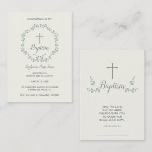 Baptism Blue and Green Leaf Wreath Business Card