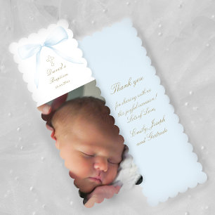Baptism blue bow baby boy bookmarks