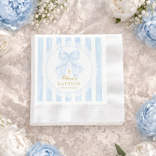 Baptism Blue Bow Baby Boy Napkins