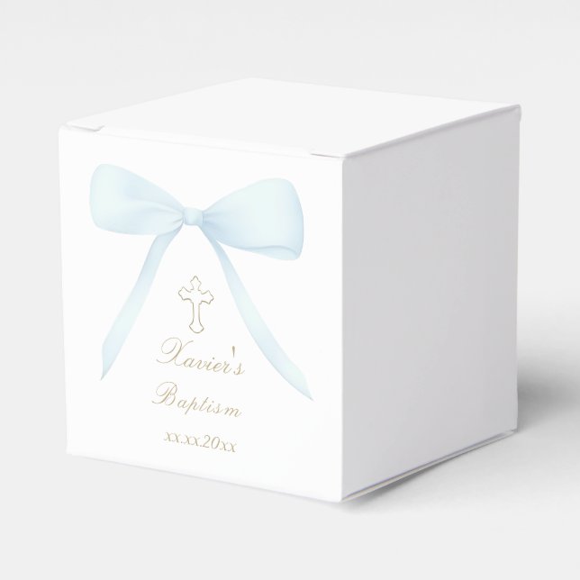 Baptism blue bow favor boxes (Front Side)