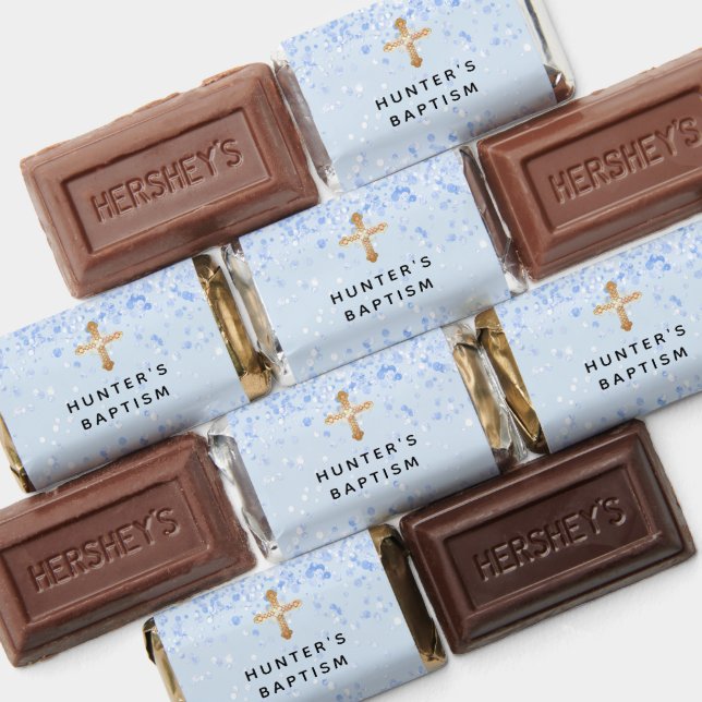 Baptism blue boy confetti cross thank you  hershey's miniatures (Assorted)