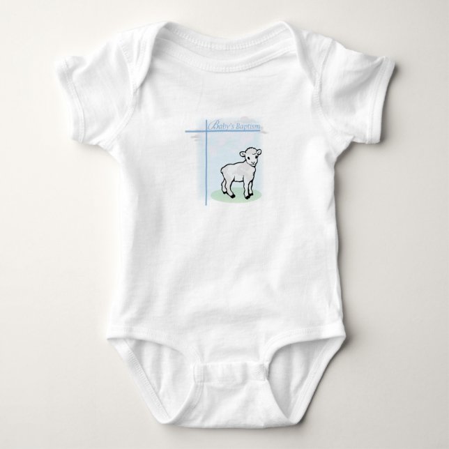 Baptism Blue Boy Lamb, Customizable Baby Bodysuit (Front)
