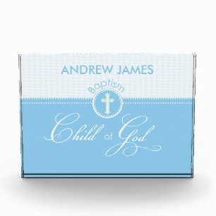 Baptism Blue Child of God, Customizable Acrylic Award