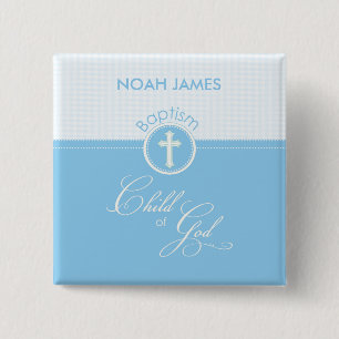 Baptism Blue Child of God, Customizable Button