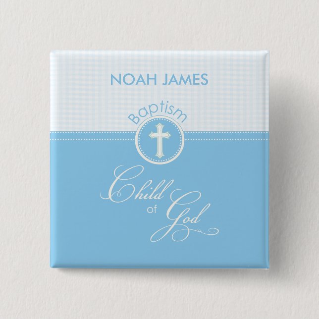 Baptism Blue Child of God, Customizable Button (Front)