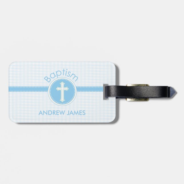 Baptism Blue Child of God, Customizable Luggage Tag (Back Horizontal)