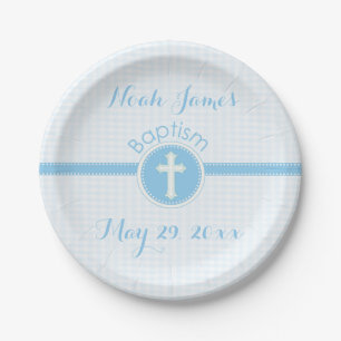 Baptism Blue Child of God, Customizable Paper Plates