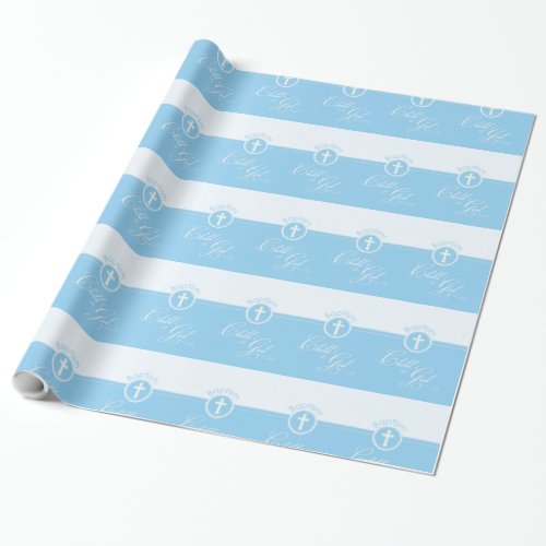 Baptism Blue Child of God Customizable Wrapping Paper
