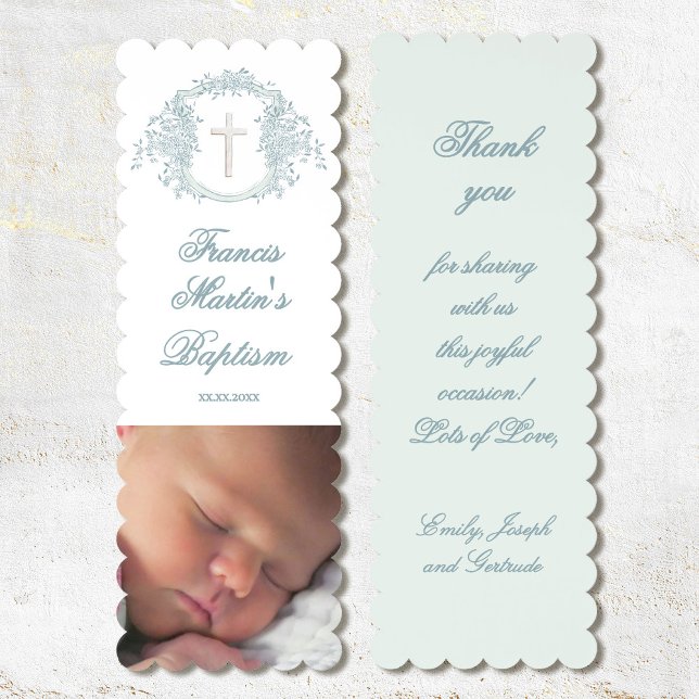 Baptism blue crest baby boy bookmarks (Creator Uploaded)