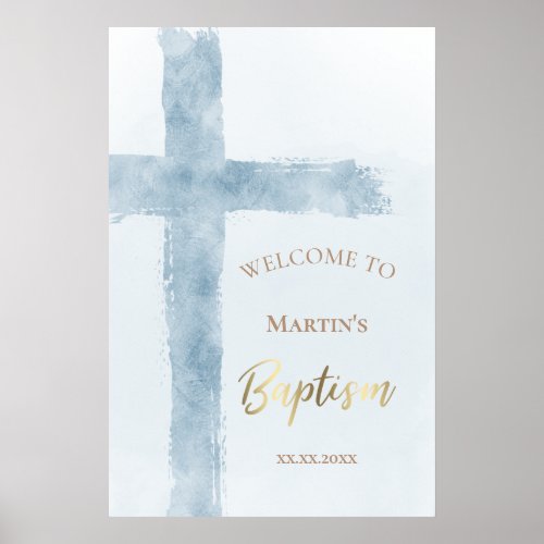 Baptism  blue cross welcome sign