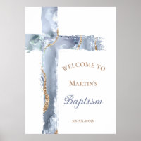 Baptism | blue cross welcome sign