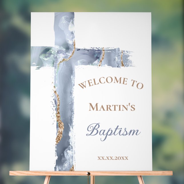 Baptism | blue cross welcome sign (Neutral)