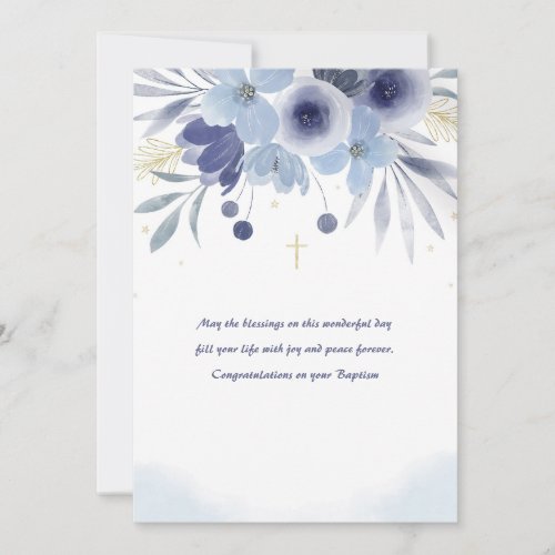 Baptism Blue Floral Card