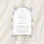 Baptism blue foliage acrylic invitation