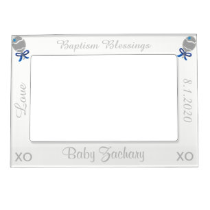 Baptism Blue Rattles BabyBoy Magnetic Frame