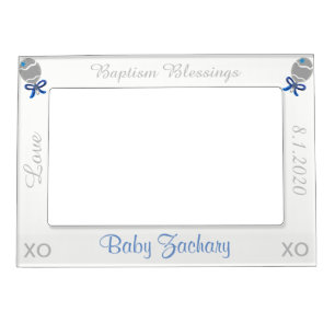 Baptism Blue Rattles Boy Magnetic Frame
