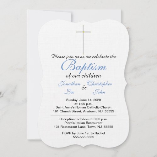 Baptism Blue Twins Invitation