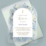 Baptism blue watercolor foliage acrylic invitations<br><div class="desc">transparent Baptism invitation</div>