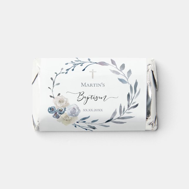 Baptism blue wreath hershey's miniatures (Front)