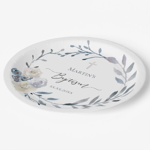 Baptism blue wreath  Paper Plate