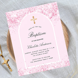 Baptism blush pink arch invitation