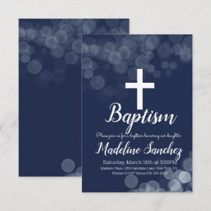 Baptism Bokeh Lights Dedication Christening Invitation