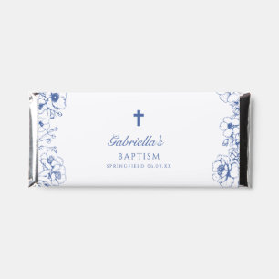 Baptism Botanical Blue Floral Hershey Bar Favors