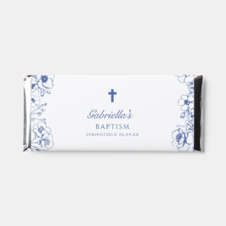 Baptism Botanical Blue Floral Hershey Bar Favors